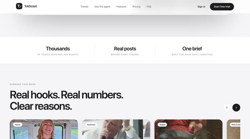 TokScout — Live TikTok trend research — screenshot