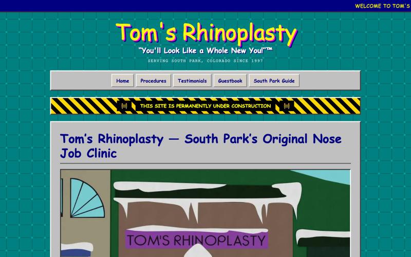 Tom's Rhinoplasty — South Park's Finest Nose Job Clinic Since 1997 — screenshot