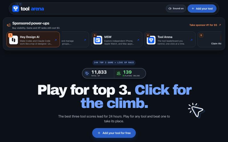 Tool Arena — Play Your Tool Into the Top 3 — screenshot