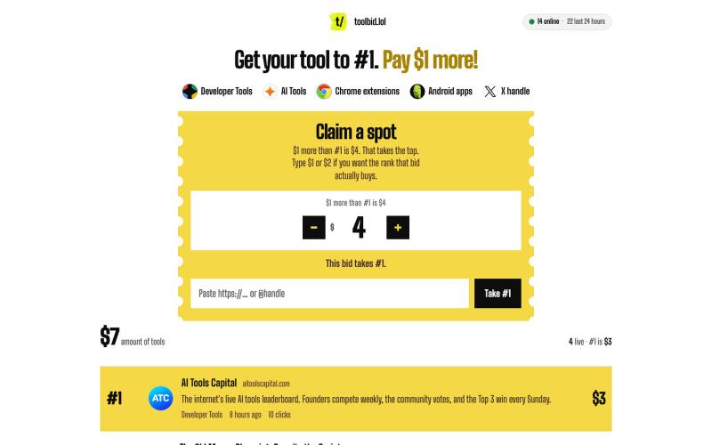 toolbid — get your tool to #1 — screenshot