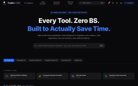 Toolkit AI — Every Tool. Zero BS. Built to Actually Save Time. — screenshot