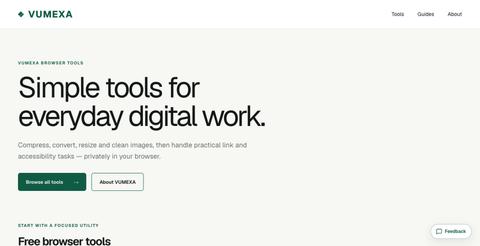 Free Image Tools: Compress, Convert & Resize Online | VUMEXA — screenshot