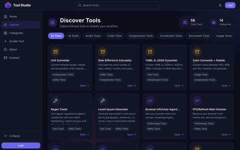 Explore Tools — Tool Studio — screenshot