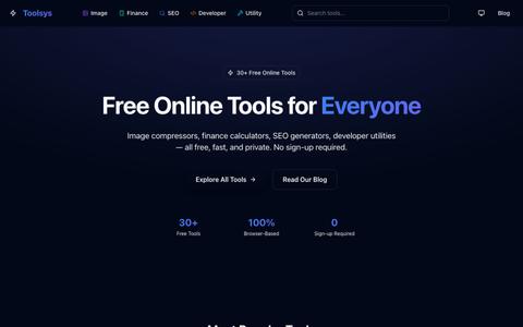 Toolsys — 30+ Free Online Tools for Images, SEO & Finance — screenshot
