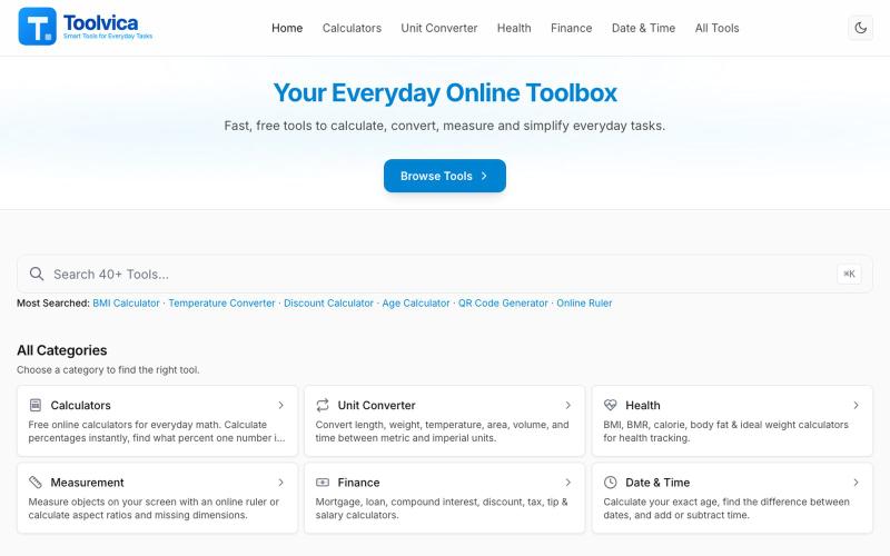 Toolvica — Your Everyday Online Toolbox — screenshot