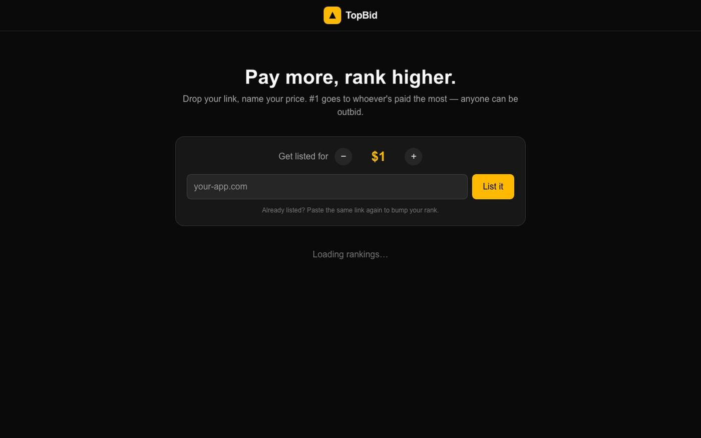 TopBid Rankings — screenshot