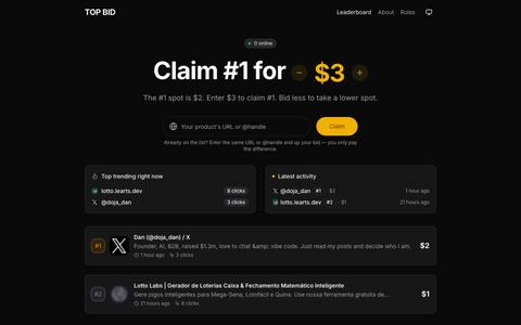 Top Bid - Pay to be #1 — screenshot