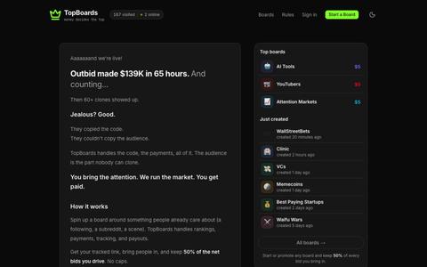 TopBoards - start your own leaderboard and get paid — screenshot