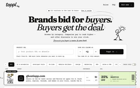 Toppl — Brands bid. Buyers get the deal. — screenshot