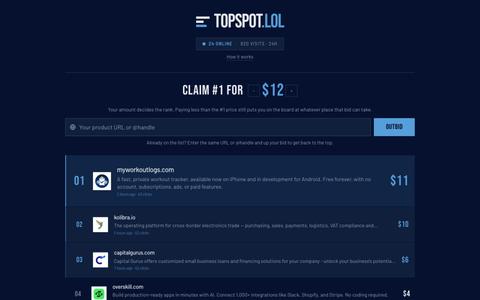 Topspot.lol — how much is the top spot worth to you? — screenshot