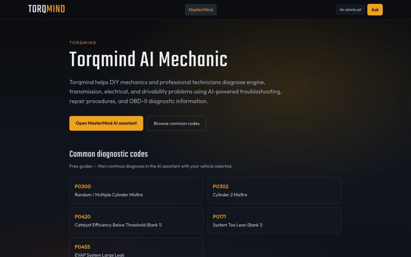 Torqmind – AI Mechanic & Automotive Diagnostic Assistant — screenshot