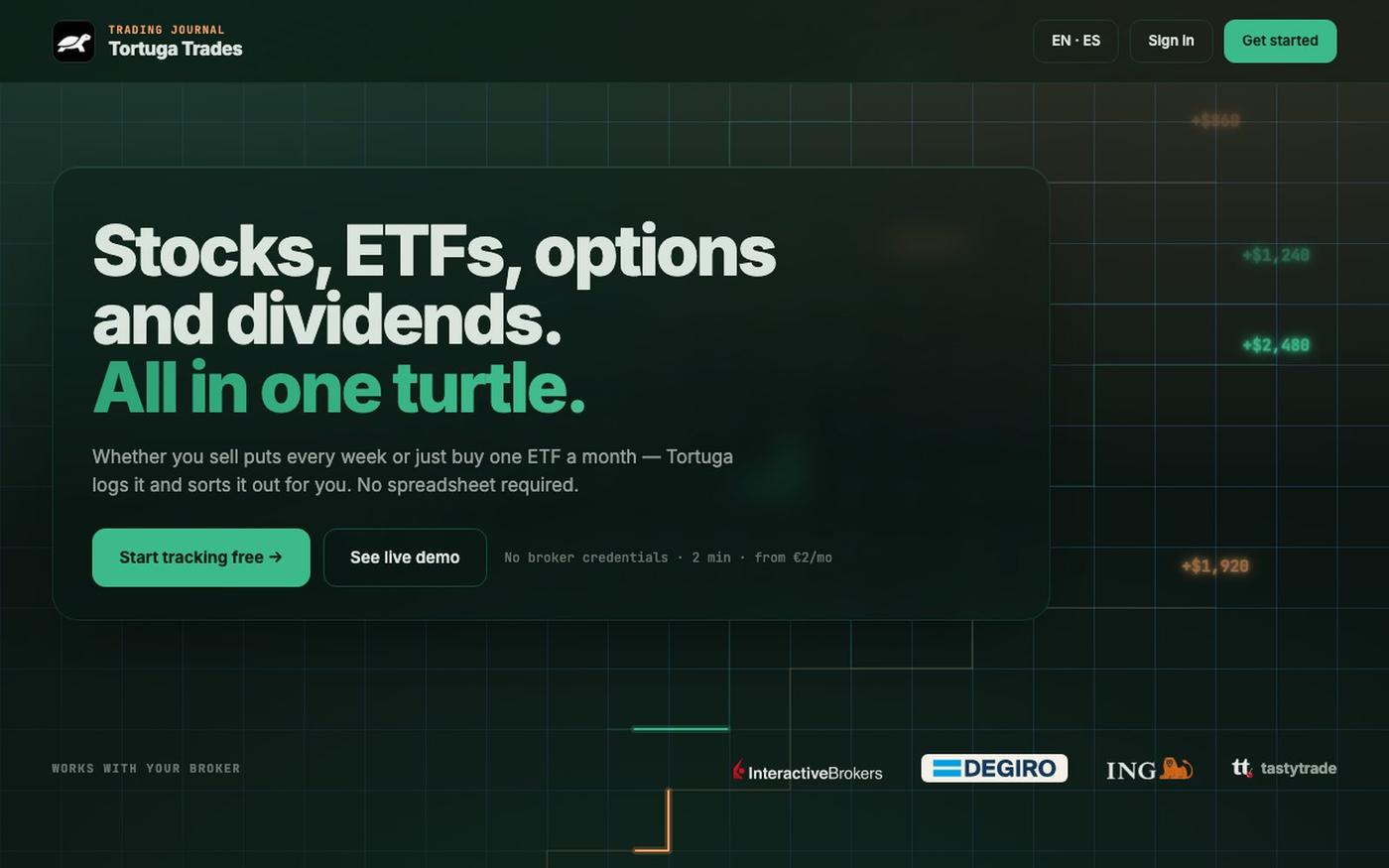 Tortuga Trades — Tu cartera y tus operaciones, en español — screenshot