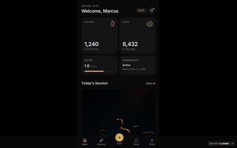 FitPro Gym — Your daily training command center — screenshot