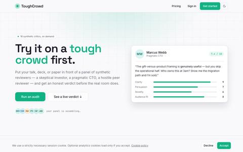 ToughCrowd — try it on a tough crowd first — screenshot