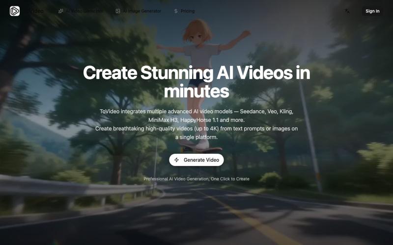 ToVideo - State-of-the-Art AI Video Generator — screenshot