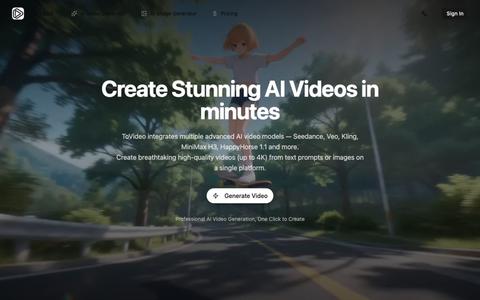 ToVideo - State-of-the-Art AI Video Generator — screenshot