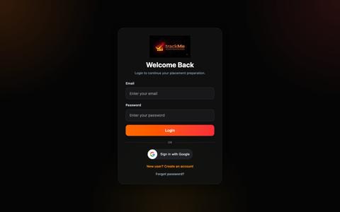 trackMe | Placement Preparation Tracker — screenshot