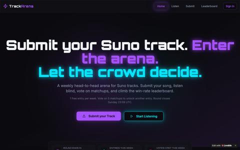 TrackArena — Weekly head-to-head arena for Suno tracks — screenshot