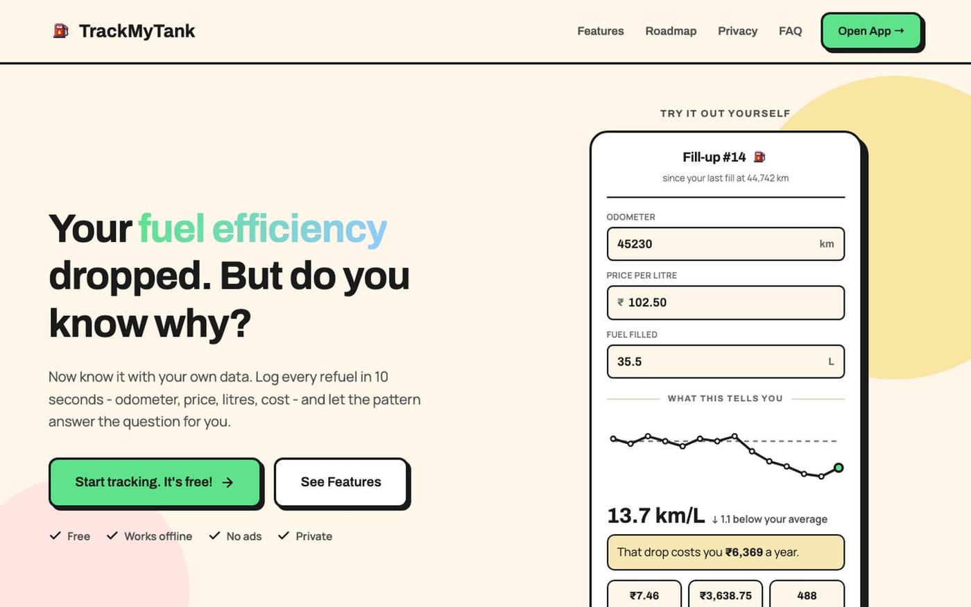 TrackMyTank - Know Where Your Fuel Money Goes — screenshot