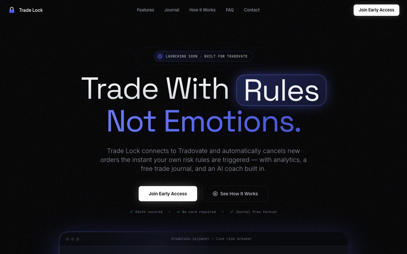 Trade Lock — Discipline > Prediction — screenshot