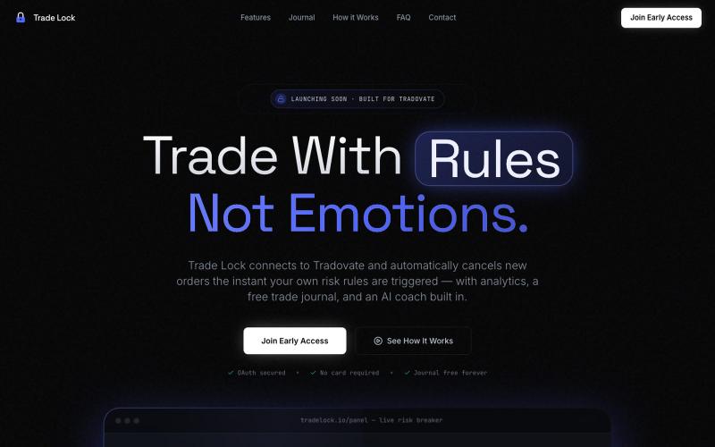 Trade Lock — Discipline > Prediction — screenshot