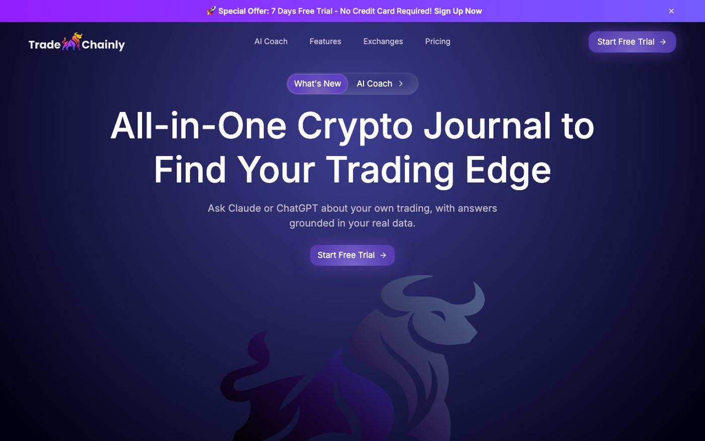 Crypto Trading Journal for Binance, Bybit, Coinbase & More — screenshot