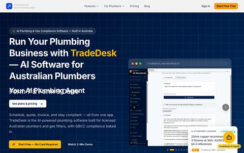 TradeDesk — AI Plumbing Software for Australian Tradies — screenshot