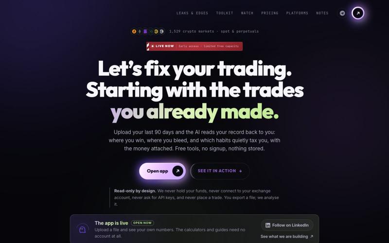 Crypto trading journal, AI trade analysis | Traders Zone — screenshot