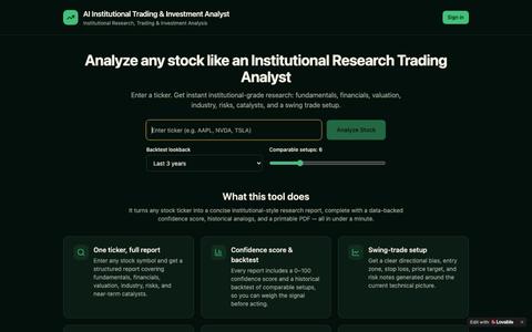 AI Institutional Trading & Investment Analyst – Instant Stock Research & Swing T — screenshot