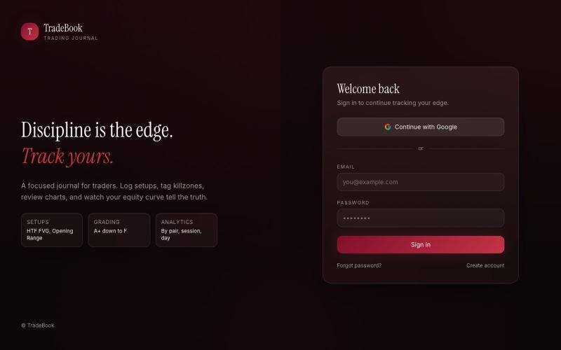 Dashboard — TradeBook — screenshot