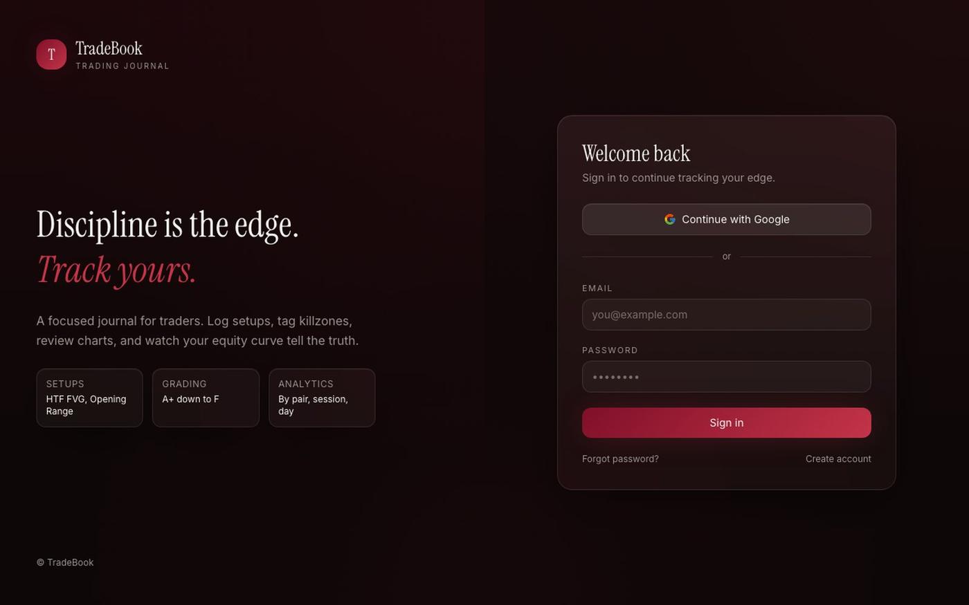 Dashboard — TradeBook — screenshot