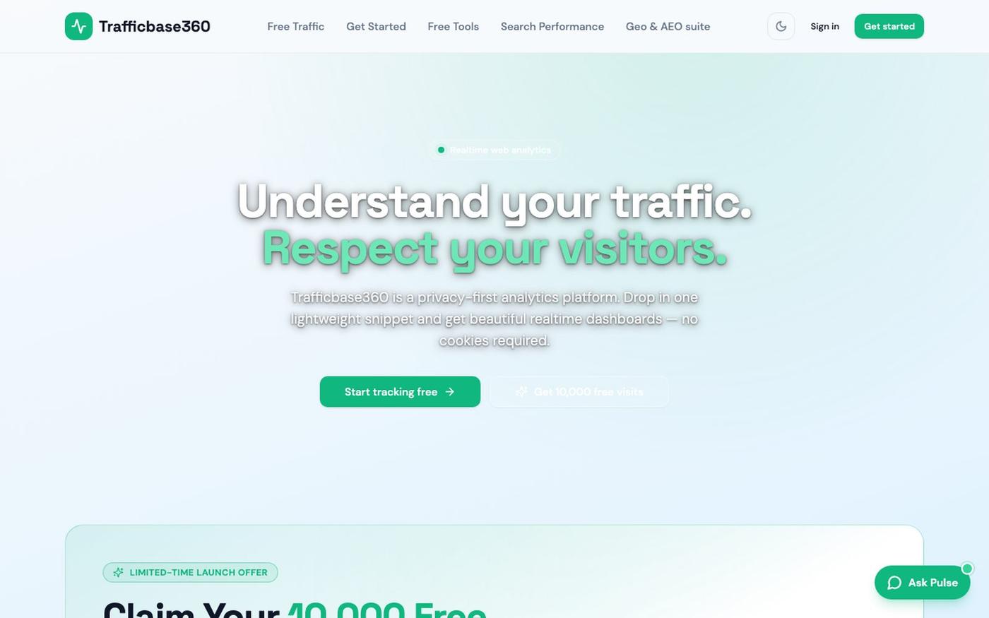 Trafficbase360 — Privacy-First Website Traffic Analytics — screenshot