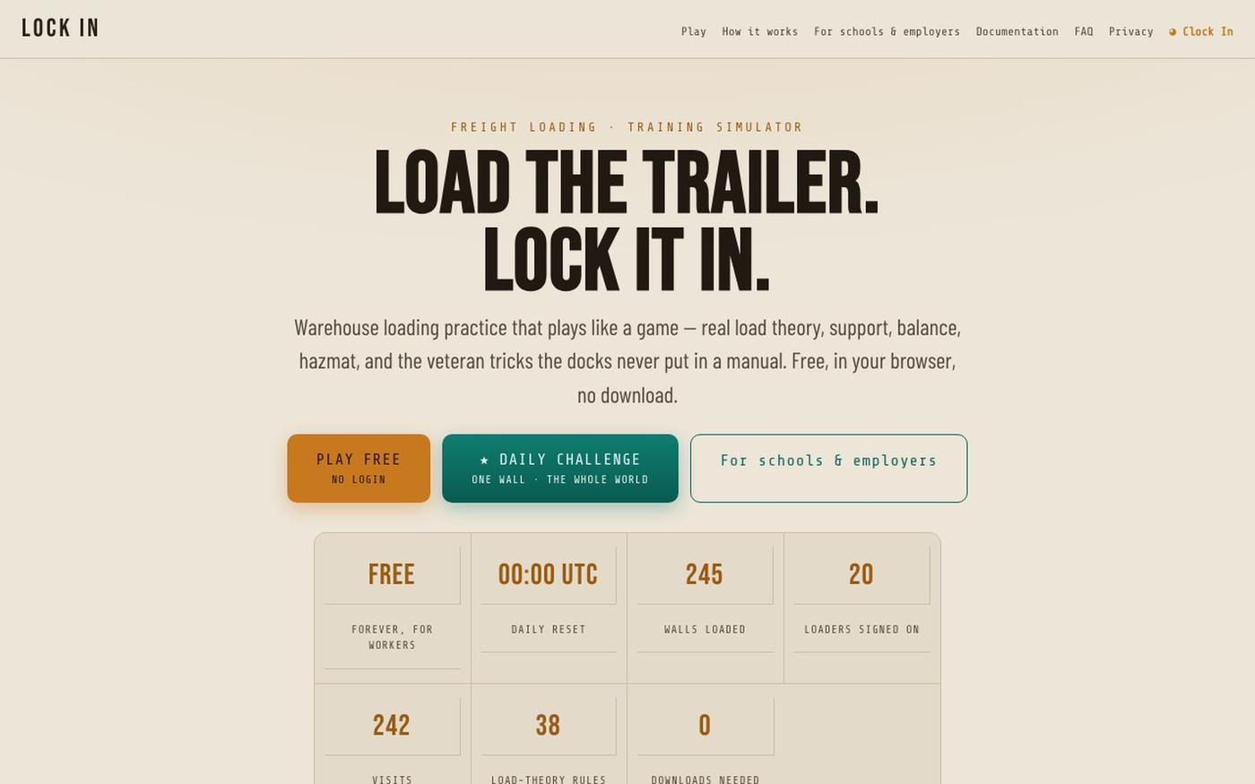 LOCK IN — Warehouse Loading Training That Plays Like a Game | trailer-load.com — screenshot