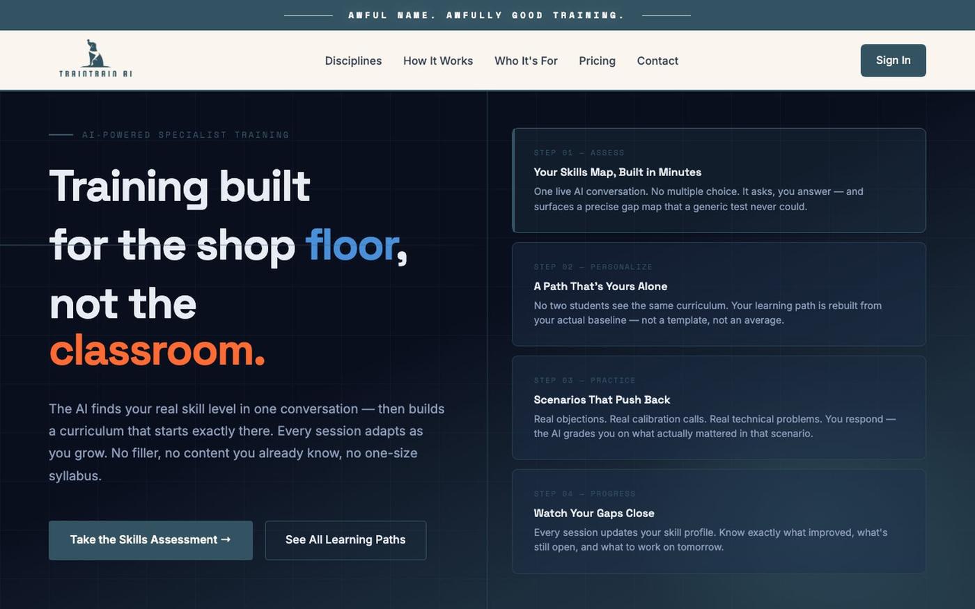TrainTrain.AI – Specialist Technical Training for Industrial & Technical Sales P — screenshot