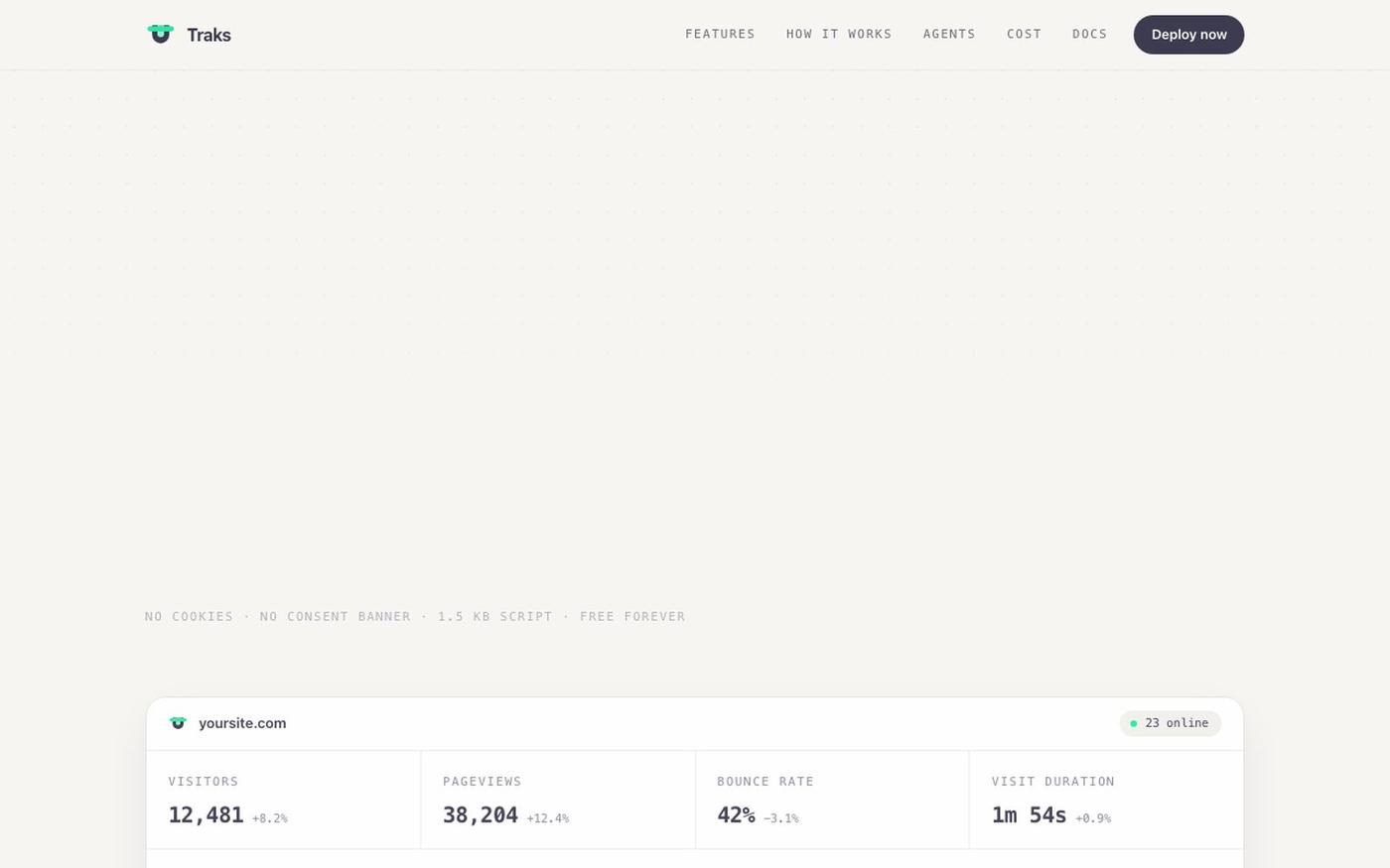 Traks: Privacy-friendly web analytics — screenshot