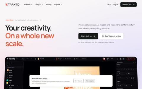 Your creativity. On a whole new scale. | Trakto Studio — screenshot