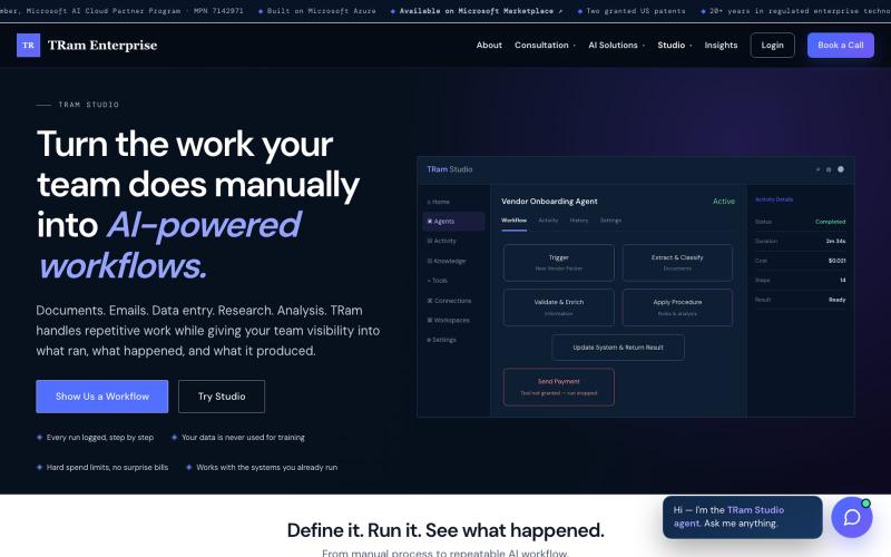Enterprise AI Workflow Automation | TRam Studio — screenshot