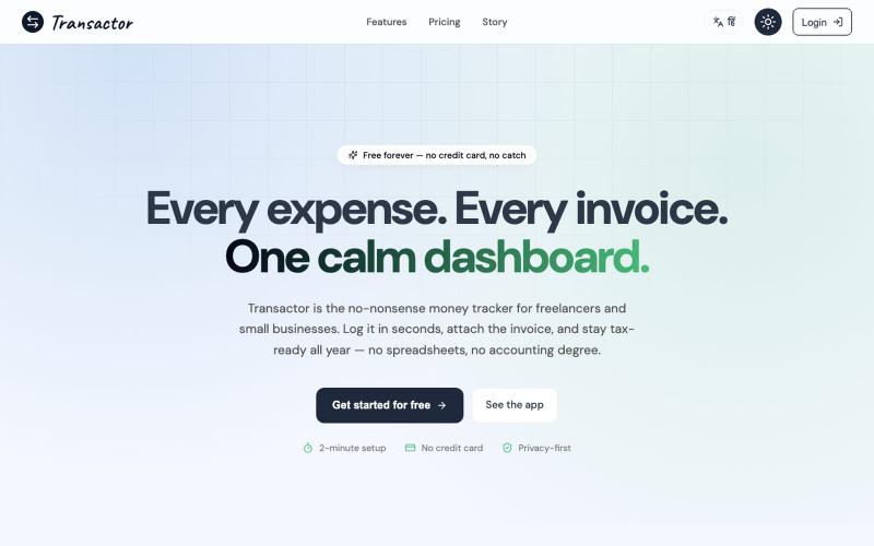 Free Expense Tracker for Freelancers & Small Business | Transactor — screenshot
