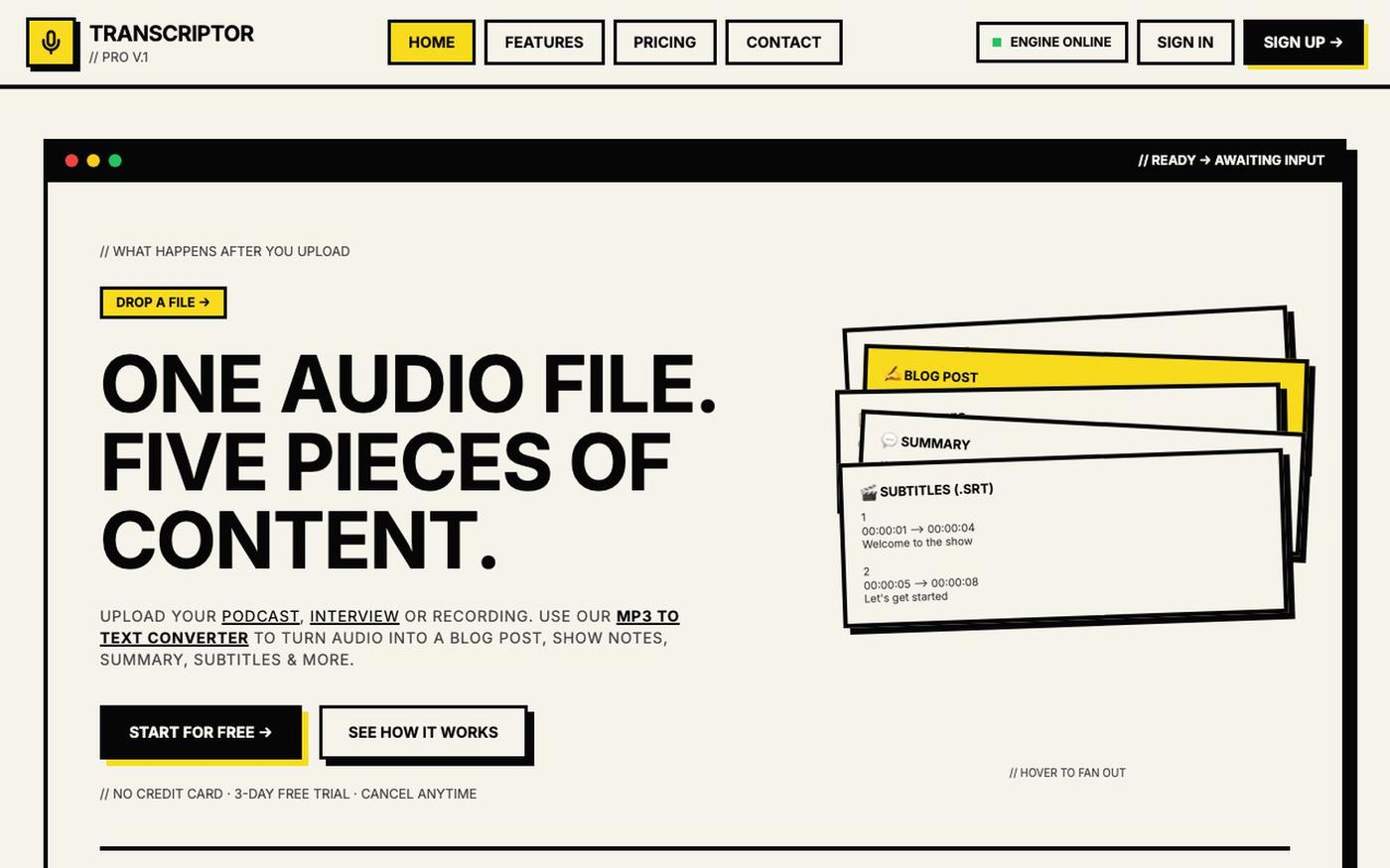 Transcriptor Pro — Transcribe & Repurpose Content with AI — screenshot