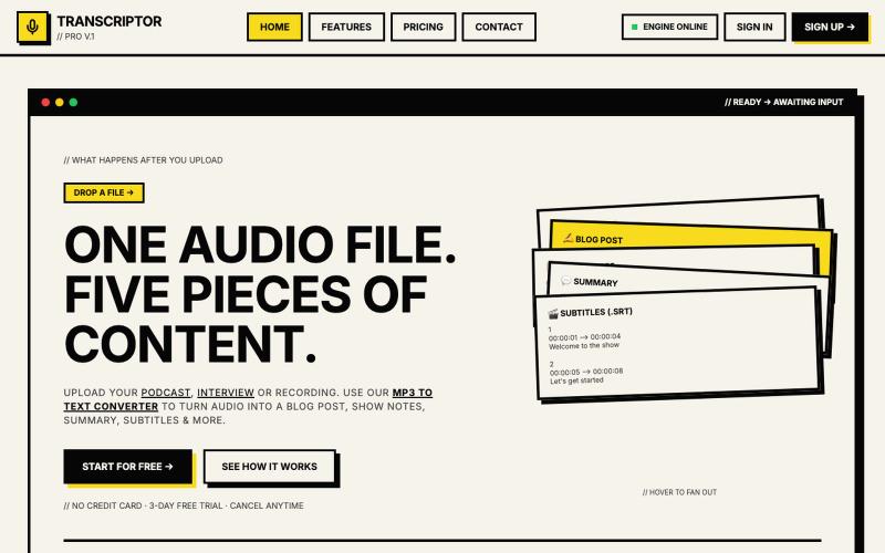 Transcriptor Pro — Transcribe & Repurpose Content with AI — screenshot