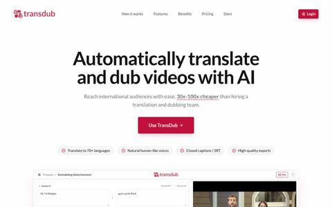 TransDub: Automatically Translate and Dub Videos with AI — screenshot