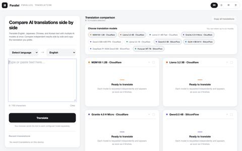 Parallel Translator — Compare AI Translations — screenshot