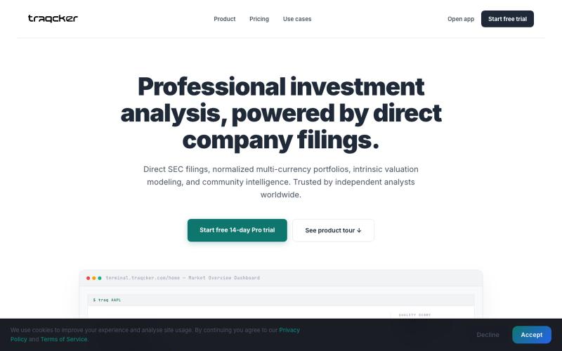 Traqcker — Stock Analysis in Seconds — screenshot