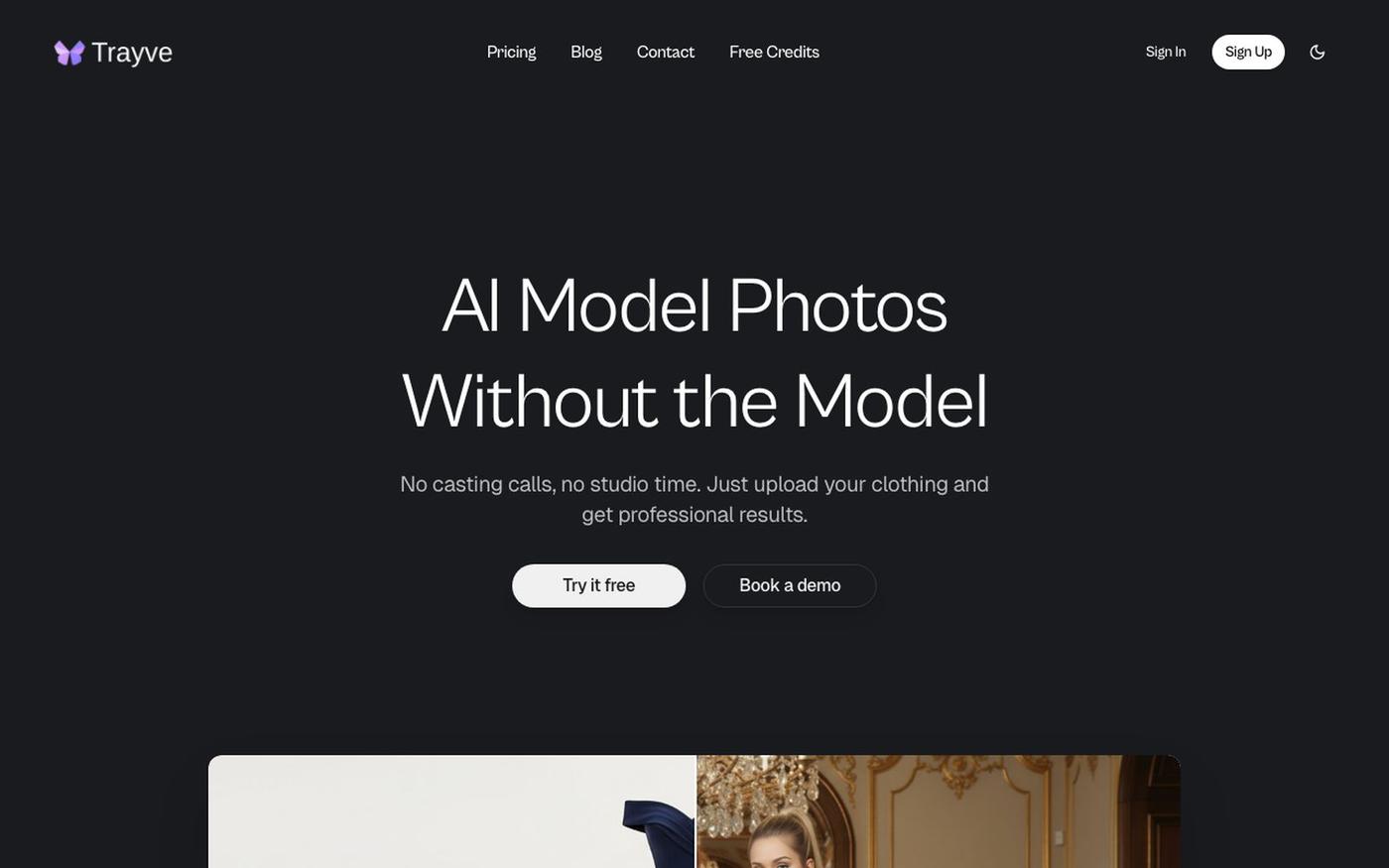 AI Fashion Models & Virtual Try-On for Brands | Trayve — screenshot