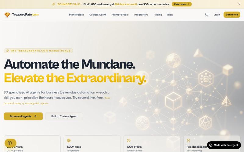 TreasureRate.com — Automate the Mundane, Elevate the Extraordinary — screenshot