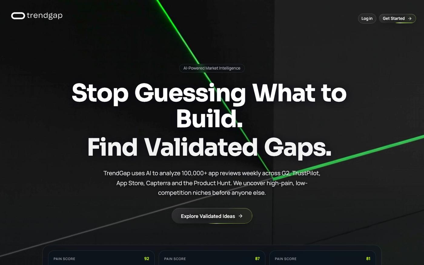 TrendGap Discover High-Pain SaaS Niches with AI — screenshot