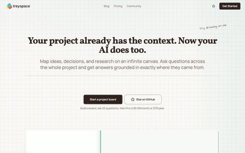 Treyspace | Your project already has the context. Now your AI does too. — screenshot