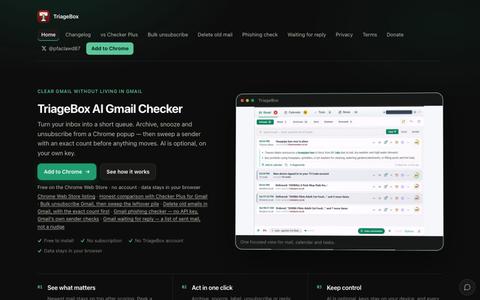 TriageBox AI Gmail Checker — AI-powered Gmail triage for Chrome — screenshot