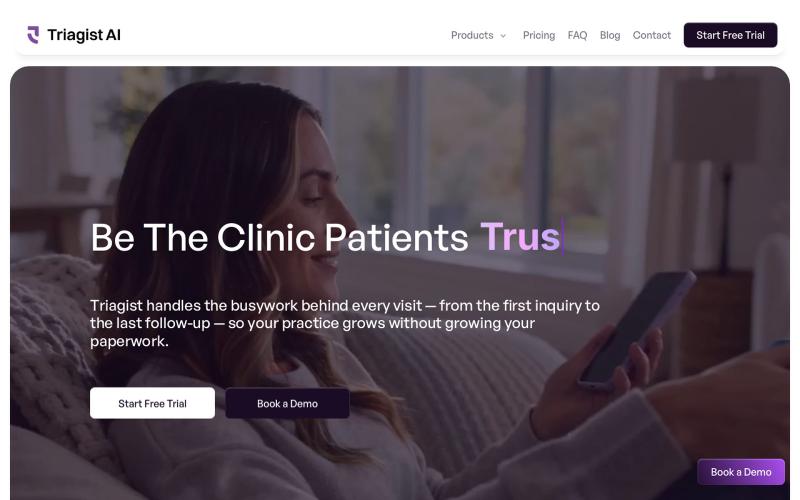 AI Clinical Automation and Growth Engine for Clinics | Triagist AI — screenshot