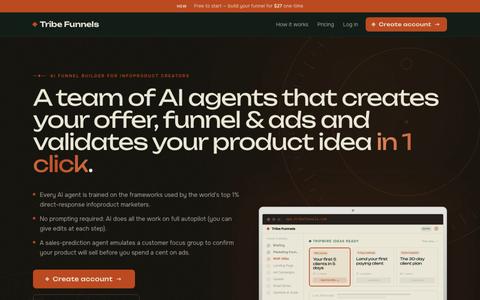 Tribe Funnels — AI that builds infoproduct funnels — screenshot